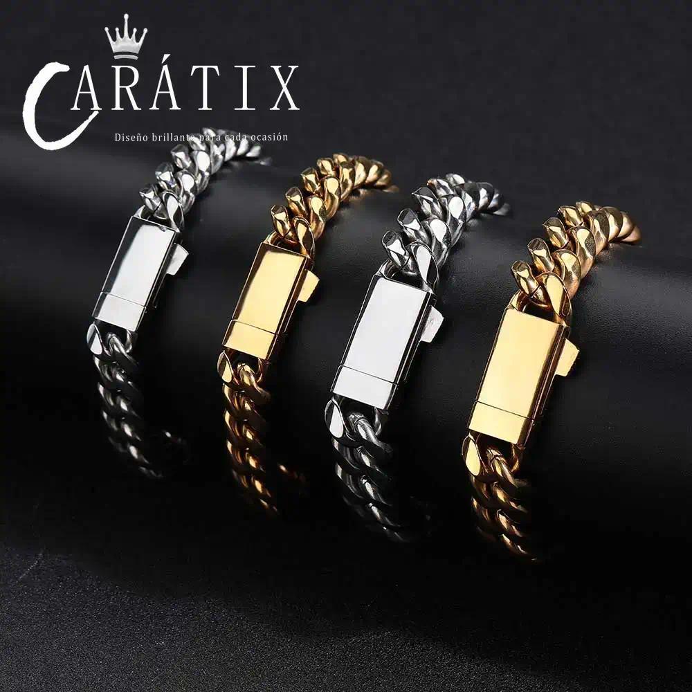 CARÁTIX - NUOYA Custom Logo Stainless Steel Cuban Link Necklace Miami Cuban Link Chain for Men Valentine's Day Gift for Men & Girls & Boys Mothers' Day Gift #Springtok