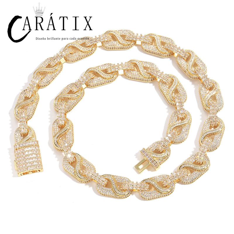 CARÁTIX Pig Nose Coffee Bean Link Chain | 5A+ CZ Iced Out Hip Hop Necklace for Men