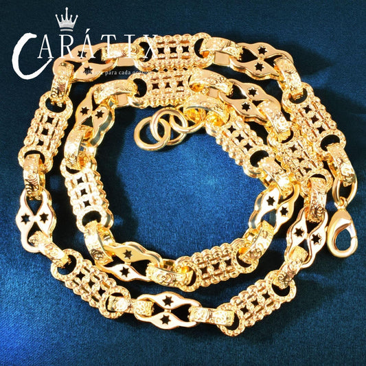 CARÁTIX 10mm Coin Chain Necklace – Gold Plated Hip Hop Bling Jewelry for Men | Creative Chino Link Design