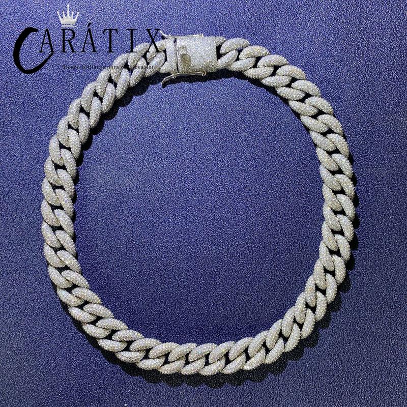 CARÁTIX 15mm Iced Out Cuban Link Chain Necklace – AAA CZ Round Curb Hip Hop Bling Jewelry for Men | Rapper Choker Gift