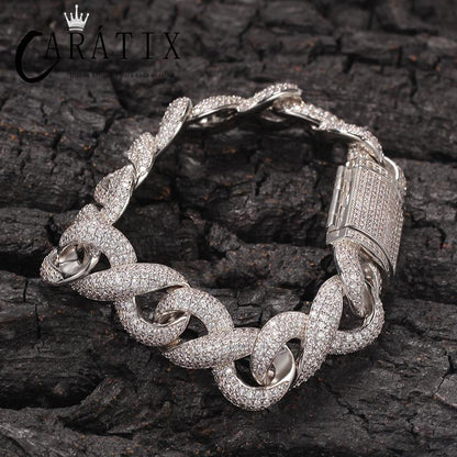 CARÁTIX Infinity 8 Shape Cuban Link Chain Necklace – 3A+ CZ Iced Out Hip Hop Bling Jewelry for Men | Solid Rapper Gift