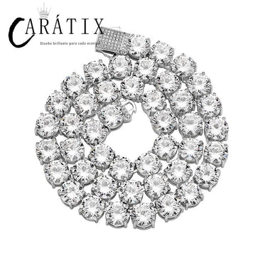 CARÁTIX - Hip Hop Claw Setting Round CZ Stone Bling Iced Out 10mm Tennis Link Chain Chokers Necklaces for Men Women Unisex Rapper Jewelry Valentine's Day Gift for Men & Girls & Boys Mothers' Day Gift #Springtok