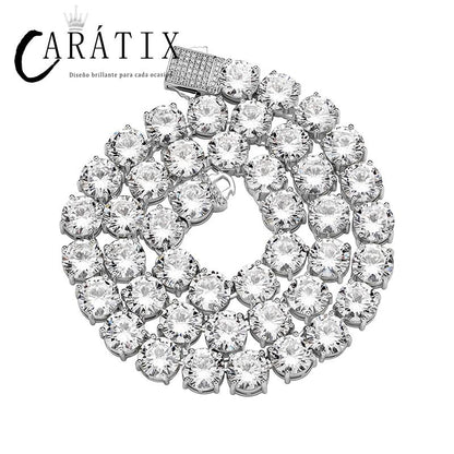 CARÁTIX - Hip Hop Claw Setting Round CZ Stone Bling Iced Out 10mm Tennis Link Chain Chokers Necklaces for Men Women Unisex Rapper Jewelry Valentine's Day Gift for Men & Girls & Boys Mothers' Day Gift #Springtok