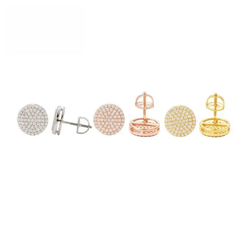 S925 Silver D Color Round Moissanite Hip Hop Stud Earrings - CaratixJewelry