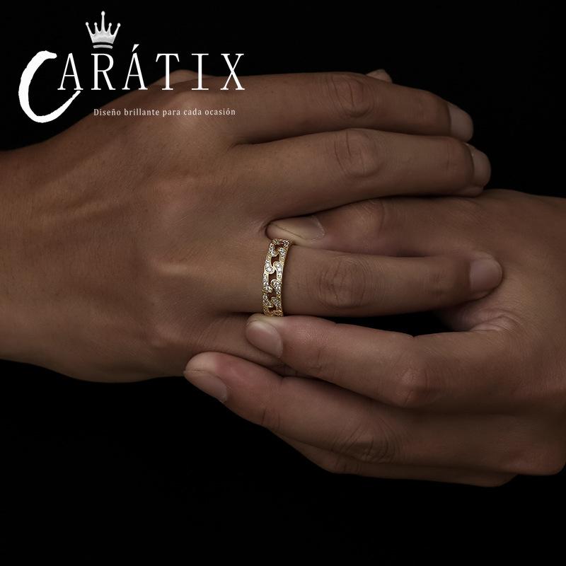 Caratix-New retro full zircon personalized hip-hop ring, fashion trend men's and women's rings, one high-quality hip-hop ring