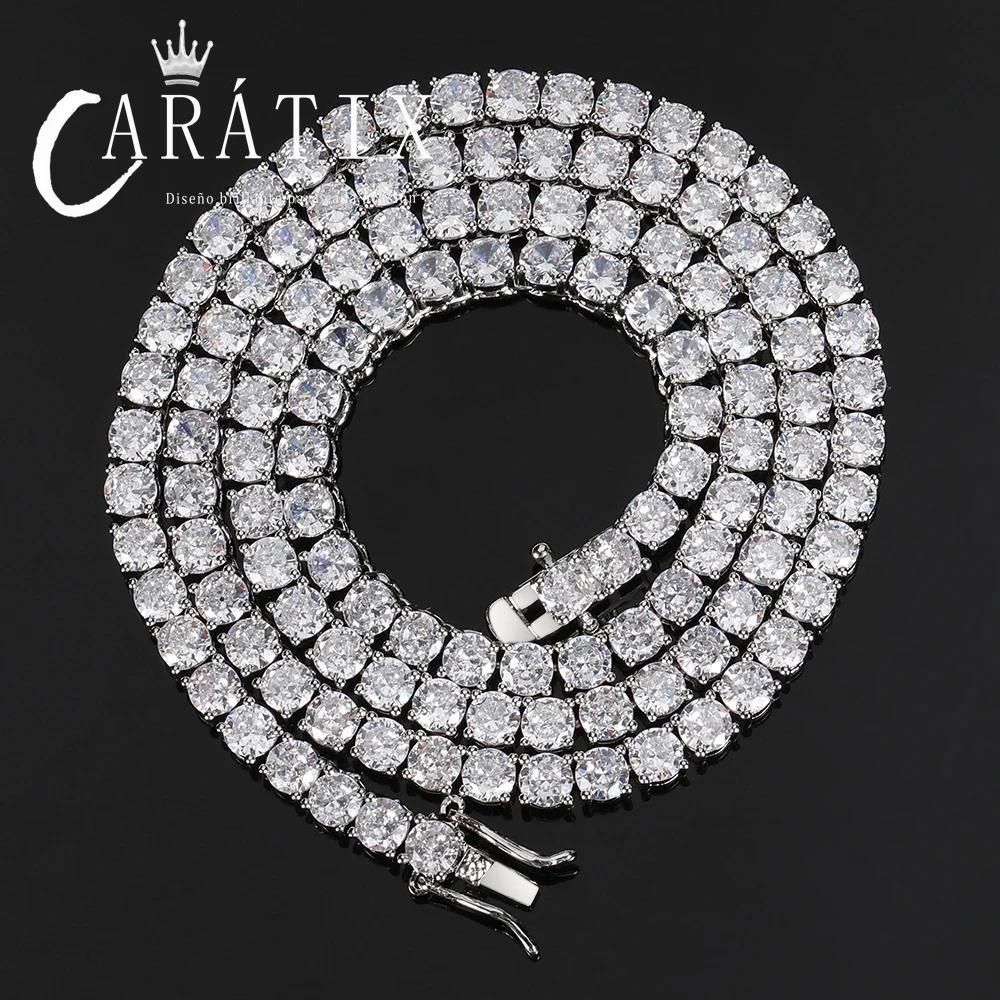 CARÁTIX -  Brass Setting CZ Tennis Chain Necklace Gold/Silver Color  AAAAA Cubic Zirconia Chain Valentine's Day Gift for Men & Girls & Boys Mothers' Day Gift #Springtok