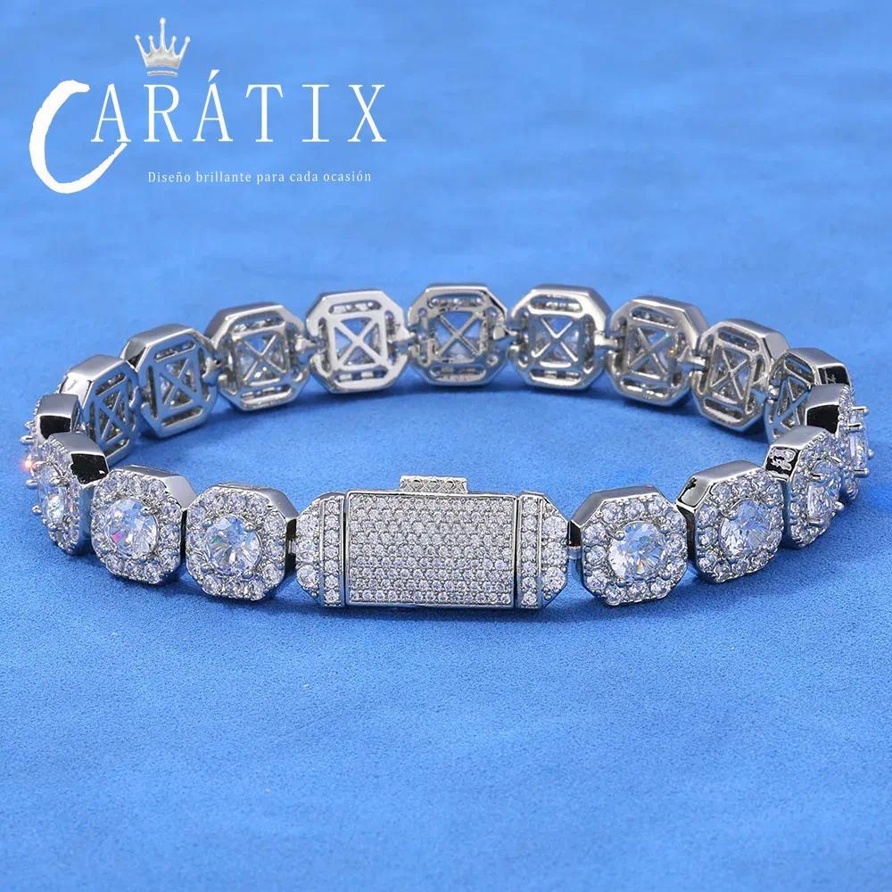 CARÁTIX - 10mm 12mm Men's Tennis Necklace Luxury Cube Zirconia Popular Personalized Women's Cluster Tennis Chain GiftValentine's Day Gift for Men & Girls & Boys Mothers' Day Gift #Springtok