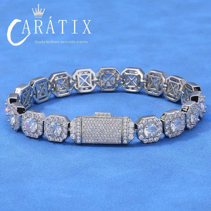 CARÁTIX - 10mm 12mm Men's Tennis Necklace Luxury Cube Zirconia Popular Personalized Women's Cluster Tennis Chain GiftValentine's Day Gift for Men & Girls & Boys Mothers' Day Gift #Springtok