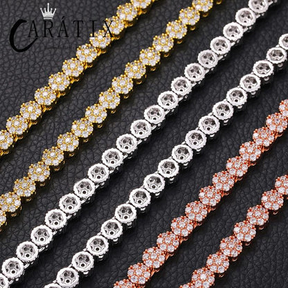 CARÁTIX Plum Blossom Tennis Chain | 3A+ CZ Iced Out Hip Hop Necklace for Men & Women (8mm)