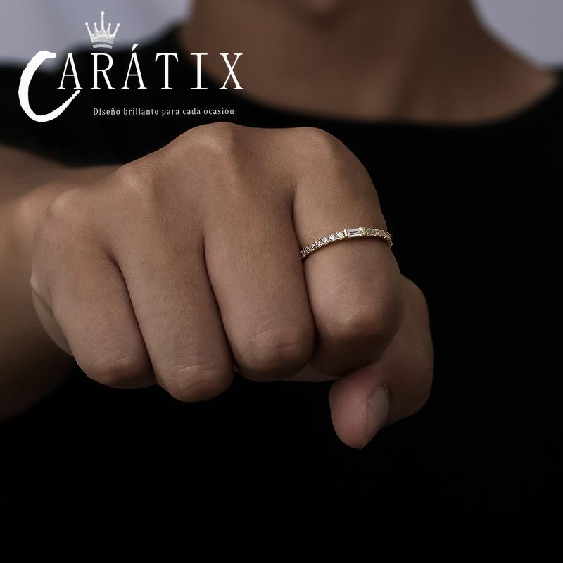 CARÁTIX Square Couple Ring | Plated Unisex Hip Hop Jewelry for Men & Women
