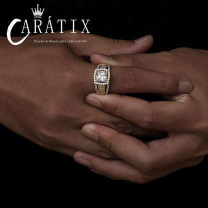 CARÁTIX Big Zircon Ring | True Electroplated Micro-Inlaid Hip Hop Jewelry for Men