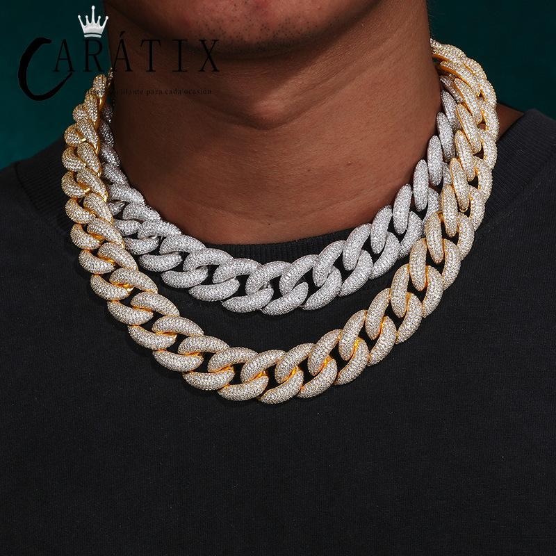 CARÁTIX 7"-28" 5-Row Bubble Round Cuban Miami Link Chain Necklace – Iced Out CZ Hip Hop Jewelry for Men & Women