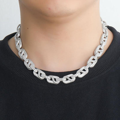 CARÁTIX Pig Nose Coffee Bean Link Chain | 5A+ CZ Iced Out Hip Hop Necklace for Men - CaratixJewelry