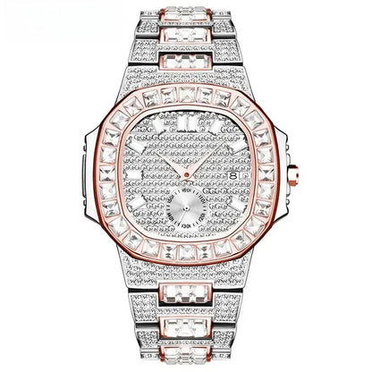 Luxury Nautilus Iced Out Watch for Men | Full Quartz Mens Watches | Hip Hop Bracelet Clock | Waterproof Gift for Men | Caratix - CaratixJewelry