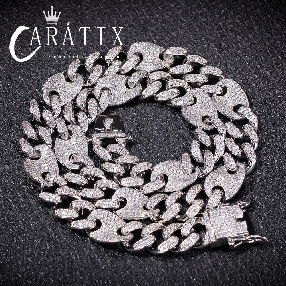 CARÁTIX 13mm Prong Cuban Chain | White AAA CZ Iced Out Hip Hop Necklace for Men