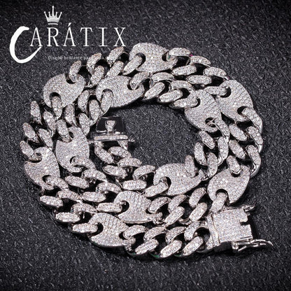 CARÁTIX 13mm Prong Cuban Chain | White AAA CZ Iced Out Hip Hop Necklace for Men