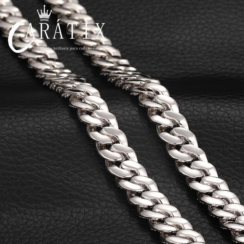 CARÁTIX 8MM Miami Cuban Chain Necklace – Hip Hop Iced Out Jewelry with 3A+ CZ Stones for Men & Women