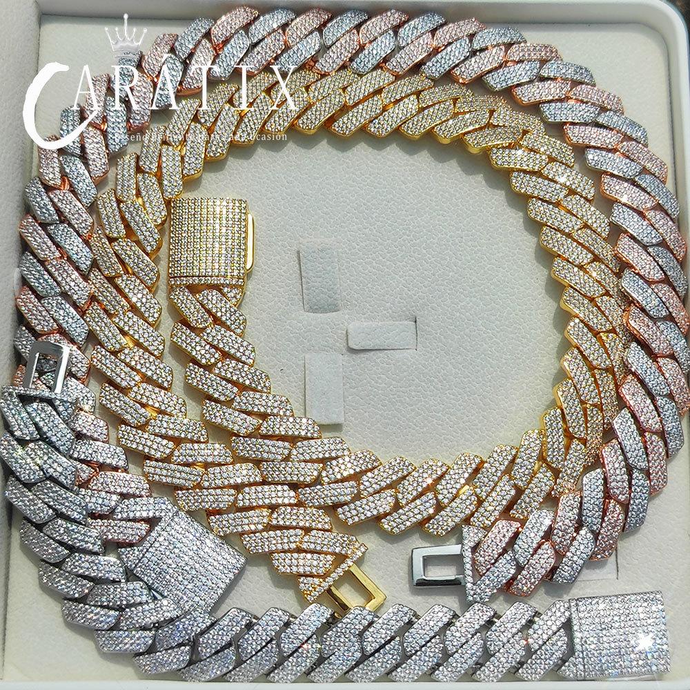 CARÁTIX 20mm 3 Row Cuban Link Chain Necklace – Iced Out Heavy Hip Hop Bling Jewelry for Men | Thick Luxury Necklace