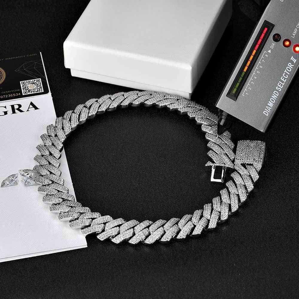 20mm -Cut Cuban Link Moissanite Chain for Men – S925 Sterling Silver Luxury Hip Hop Necklace - CaratixJewelry