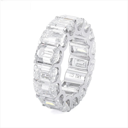 Emerald-Cut D-Color Moissanite Ring | S925 Silver Unisex Iced Out Hip Hop Jewelry - CaratixJewelry