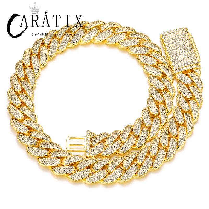 CARÁTIX 20mm 4-Row Cuban Miami Link Chain Necklace – Iced Out CZ Jewelry for Men & Women Hip Hop