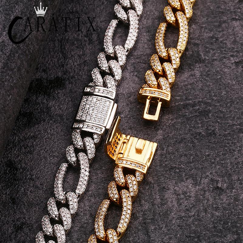 CARÁTIX 3:1 Figaro Link Chain | 3A+ CZ Iced Out Hip Hop Choker Necklace for Men & Women