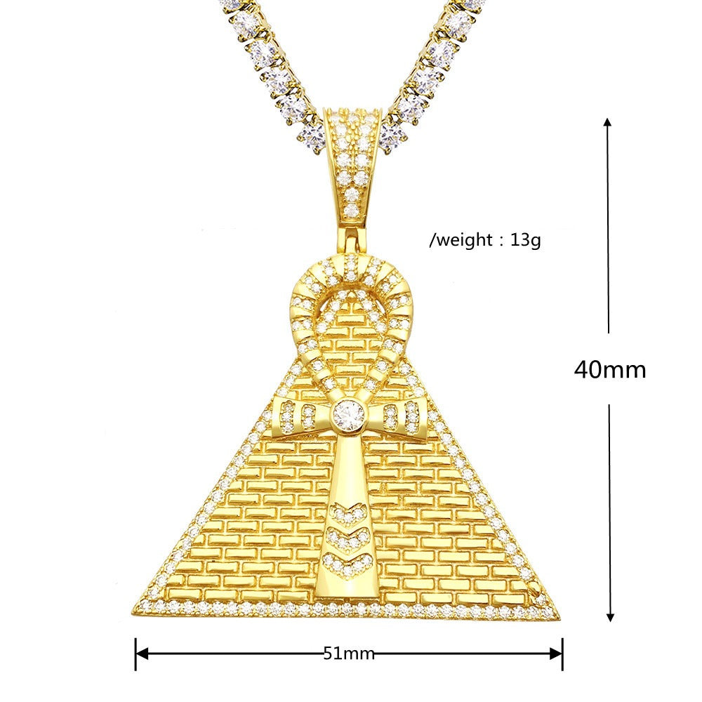 S925 Sterling Silver Moissanite Pyramid Pendant | Iced Out Egyptian Charm | Caratix