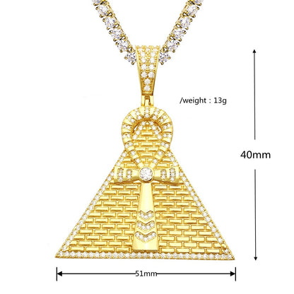 S925 Sterling Silver Moissanite Pyramid Pendant | Iced Out Egyptian Charm | Caratix