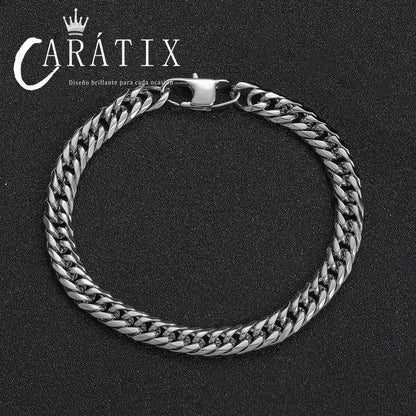 CARÁTIX - High Polish Hip Hop Jewelry PVD Plated Stainless Steel Cuban Chain Necklace Miami Men 7mm 9mm Cuban Link Chain Valentine's Day Gift for Men & Girls & Boys Mothers' Day Gift #Springtok