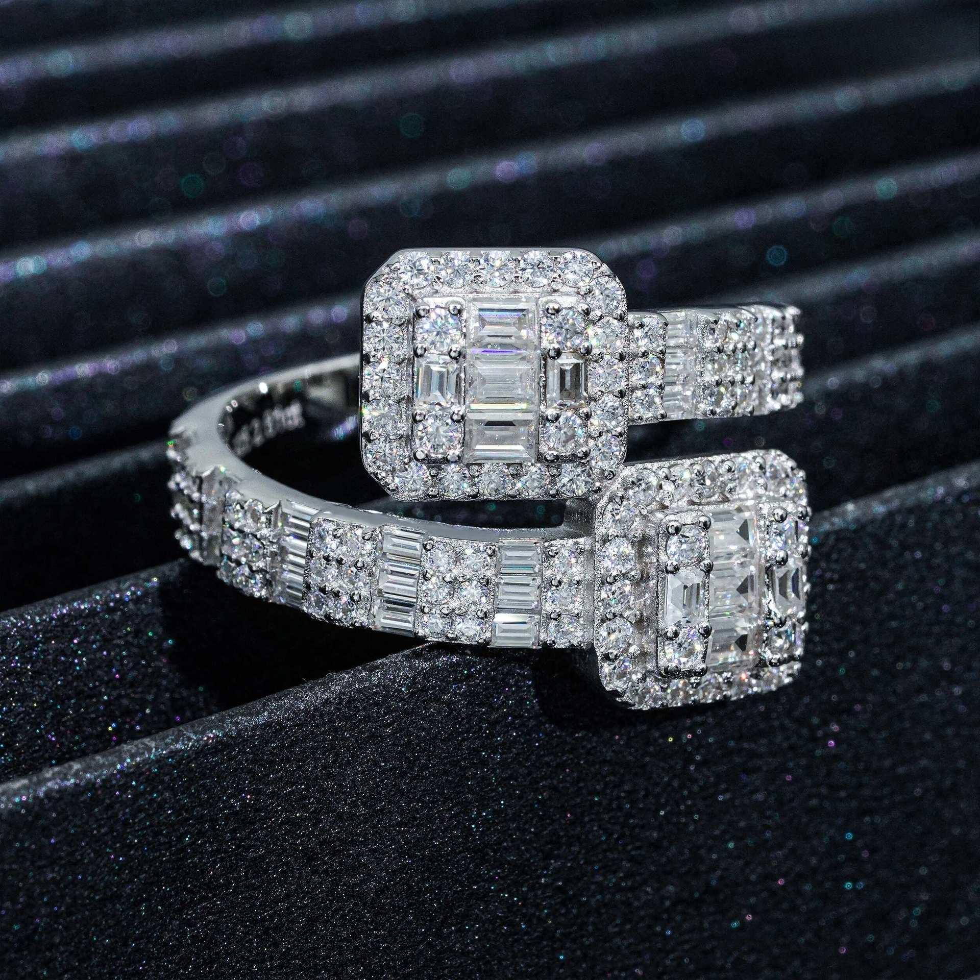 Step-Cut Moissanite Men’s Ring | S925 Silver Luxury Hip Hop Jewelry - CaratixJewelry