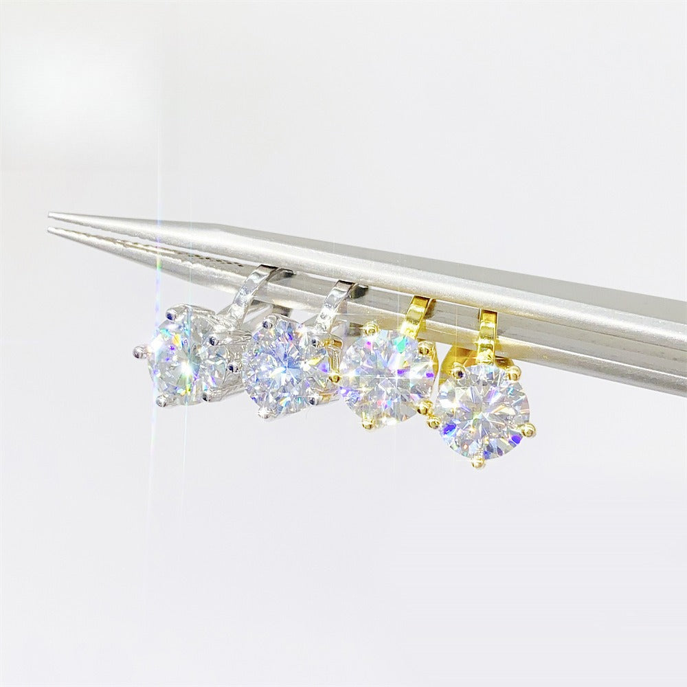 1ct Moissanite Solitaire Earrings S925 Silver | D Color VVS1 Diamond Tester Proven | Caratix