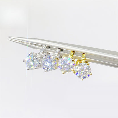 1ct Moissanite Solitaire Earrings S925 Silver | D Color VVS1 Diamond Tester Proven | Caratix