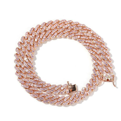 CARÁTIX Pink Zircon Iced Out Cuban Choker | Luxury CZ Bling Necklace for Men & Women (14"-20") - CaratixJewelry