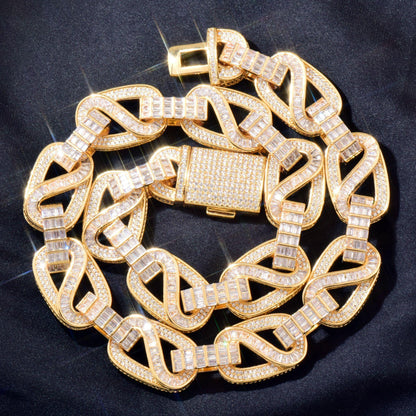 CARÁTIX 18mm / 20mm T Square Cuban Link Chain Necklace – Iced Out Hip Hop Jewelry for Men | Trendy Rapper Bracelet Style