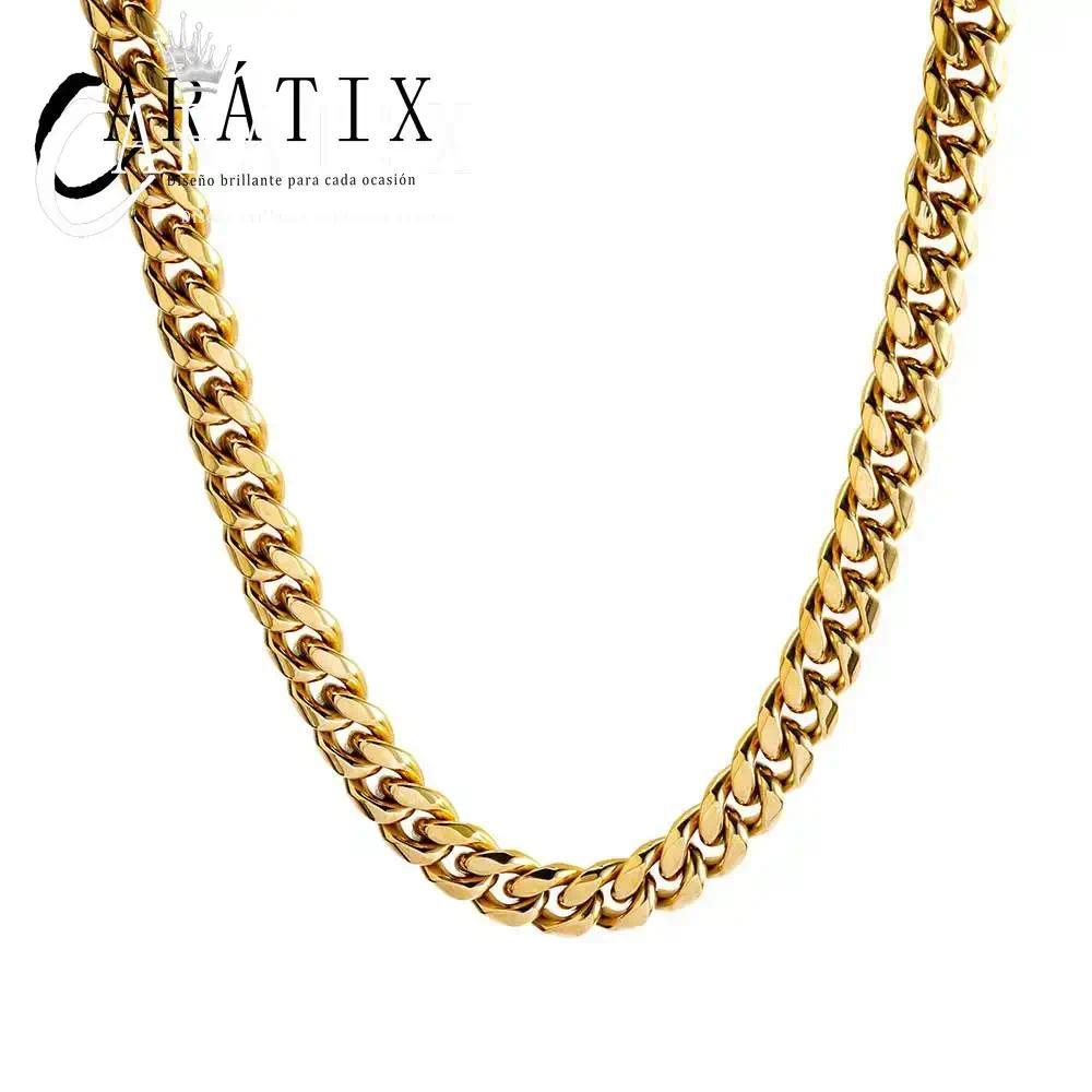 CARÁTIX - 8/14mm High-Grade Heavy Stainless Steel Cuban Link Chain Necklace Mens Hip Hop Rock Choker Jewelry 7-26inch Valentine's Day Gift for Men & Girls & Boys Mothers' Day Gift #Springtok