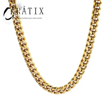 CARÁTIX - 8/14mm High-Grade Heavy Stainless Steel Cuban Link Chain Necklace Mens Hip Hop Rock Choker Jewelry 7-26inch Valentine's Day Gift for Men & Girls & Boys Mothers' Day Gift #Springtok