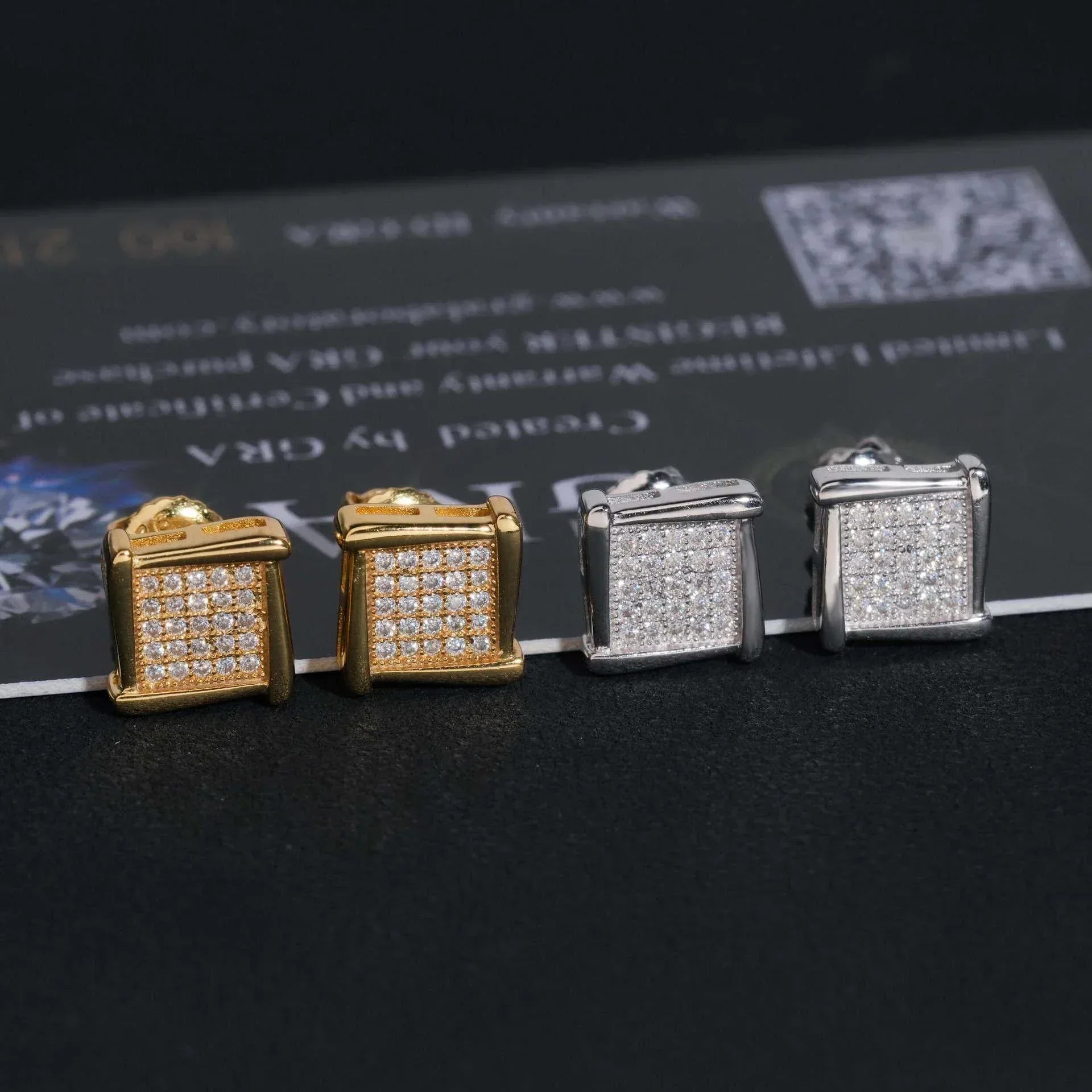 S925 Silver Square D Color Moissanite Inspired Stud Earrings - CaratixJewelry