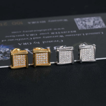 S925 Silver Square D Color Moissanite Inspired Stud Earrings - CaratixJewelry