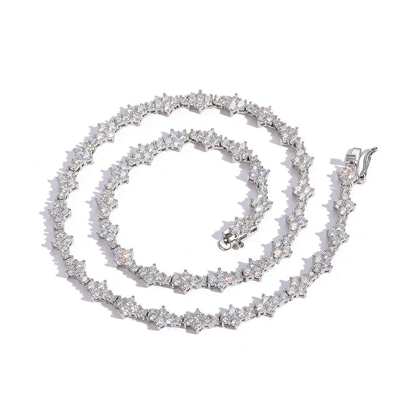 CARÁTIX 3mm Plum Flower Tennis Chain | Iced Out Hip Hop Choker Necklace for Women