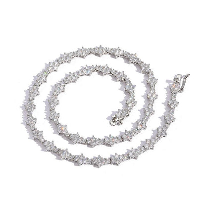 CARÁTIX 3mm Plum Flower Tennis Chain | Iced Out Hip Hop Choker Necklace for Women