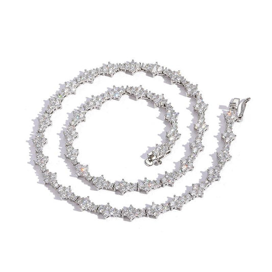 CARÁTIX 3mm Plum Flower Tennis Chain | Iced Out Hip Hop Choker Necklace for Women