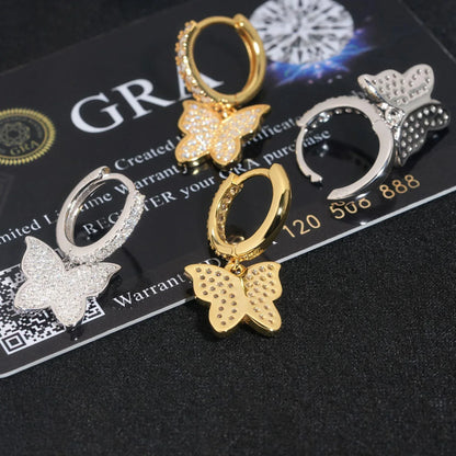 925 Silver Full Pavé Moissanite Butterfly Look Earrings for Women - CaratixJewelry