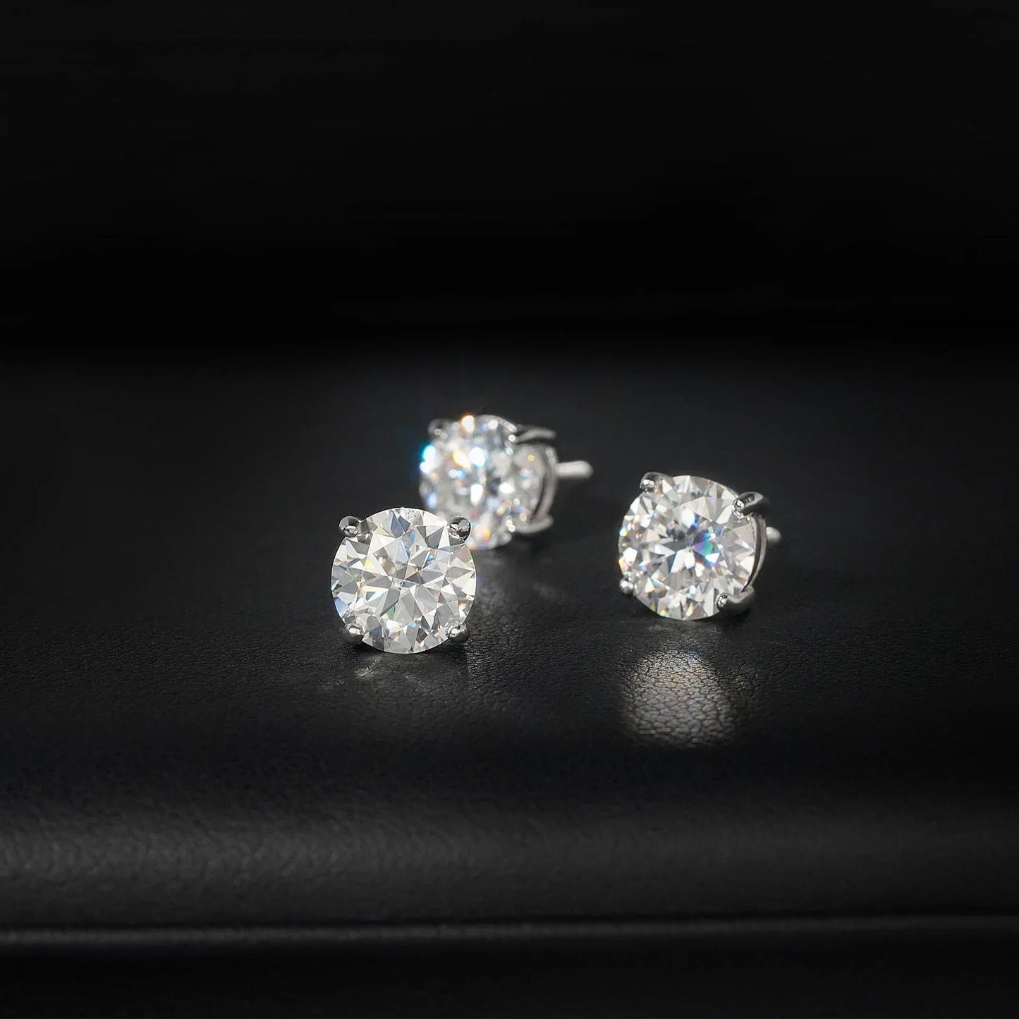 Silver Tone Four Prong 0.10ct 0.30ct 0.50ct Moissanite Stud Earrings - CaratixJewelry