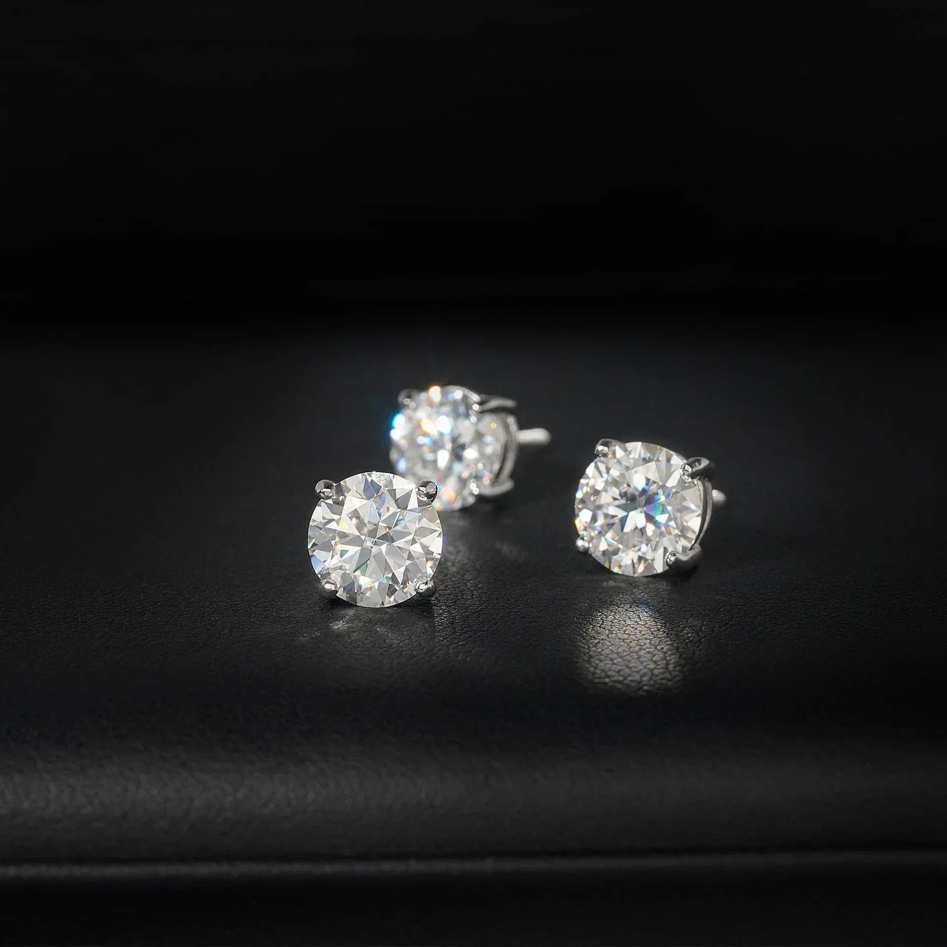 Silver Tone Four Prong 0.10ct 0.30ct 0.50ct Moissanite Stud Earrings - CaratixJewelry