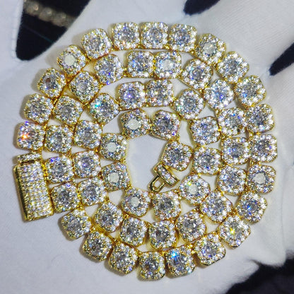 CARÁTIX - 7MM 5A Zircon Cluster Tennis Chain  Square Sparkling CZ Link Necklace Anniversary gift for him or her Valentine's Day Gift for Men & Girls & Boys Mothers' Day Gift #Springtok