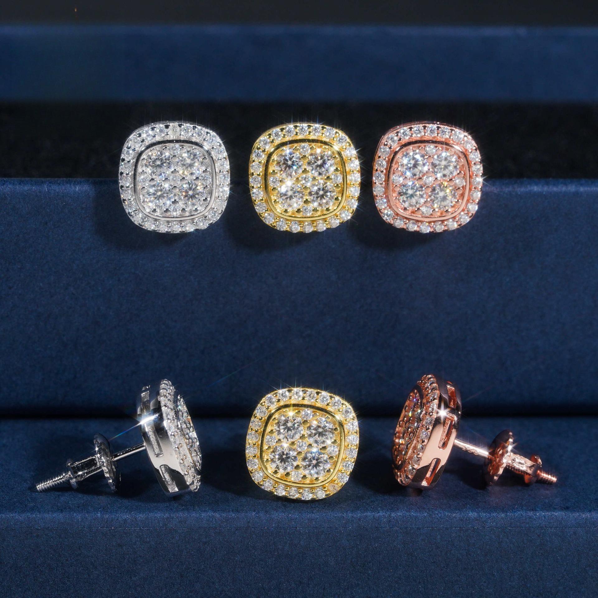 S925 Silver Round Moissanite Stud Earrings Unisex Classic Style - CaratixJewelry