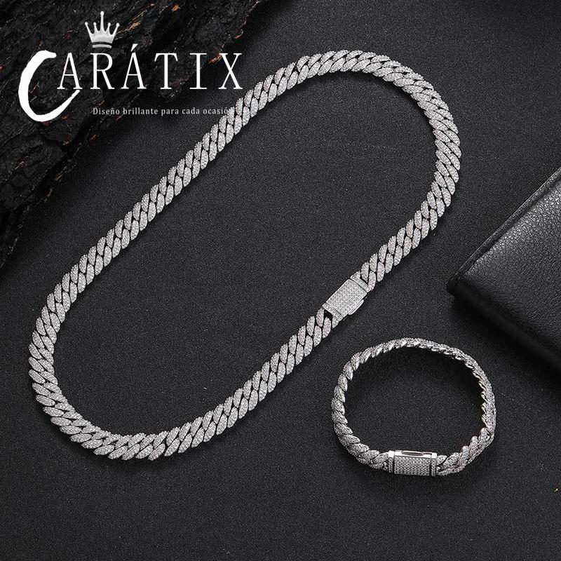 CARÁTIX 10mm Round Cuban Miami Link Chain Necklace 7"-24" – Iced Out CZ Hip Hop Jewelry for Men & Women