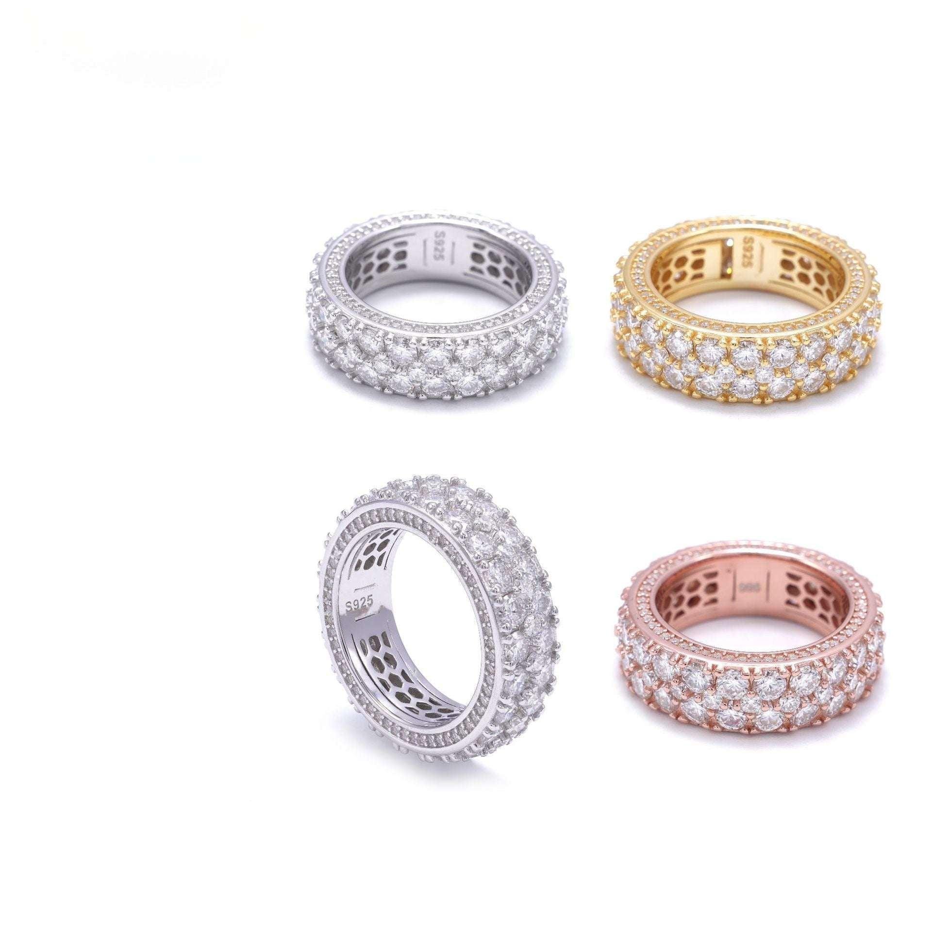 D-Color VVS Moissanite Band Ring | S925 Silver Unisex Iced Out Fashion Jewelry - CaratixJewelry