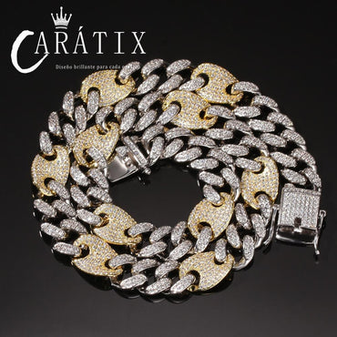 CARÁTIX 13mm Prong Cuban Chain | White AAA CZ Iced Out Hip Hop Necklace for Men