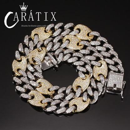 CARÁTIX 13mm Prong Cuban Chain | White AAA CZ Iced Out Hip Hop Necklace for Men